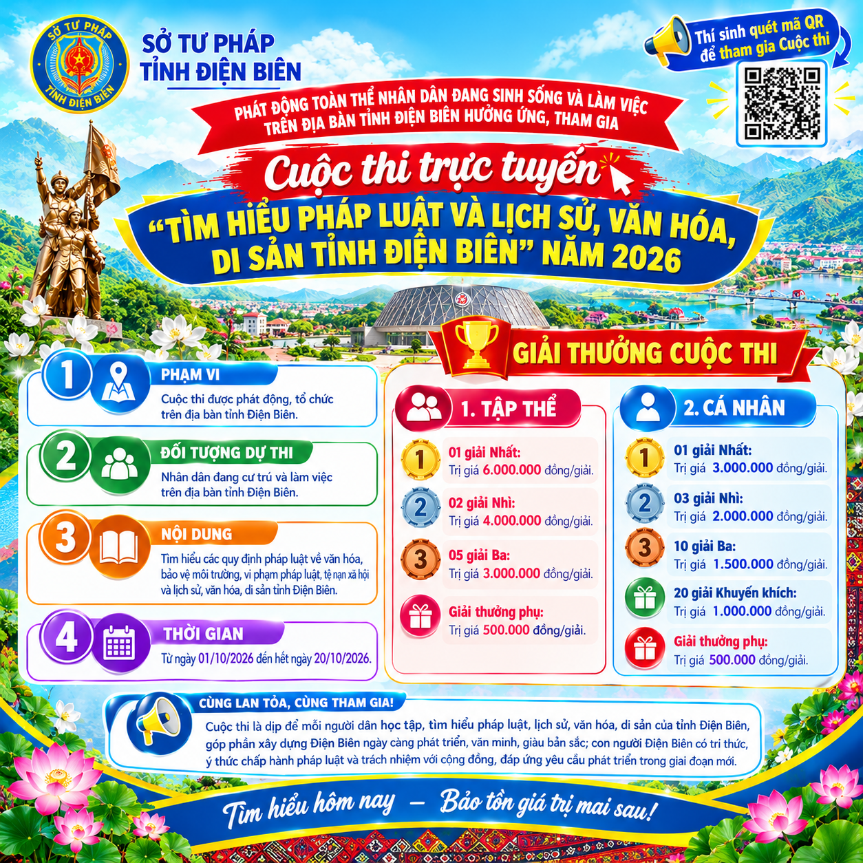 Tuyên truyền Cuộc thi trực tuyến “Tìm hiểu pháp luật và lịch sử, văn hóa, di sản tỉnh Điện Biên” năm 2026