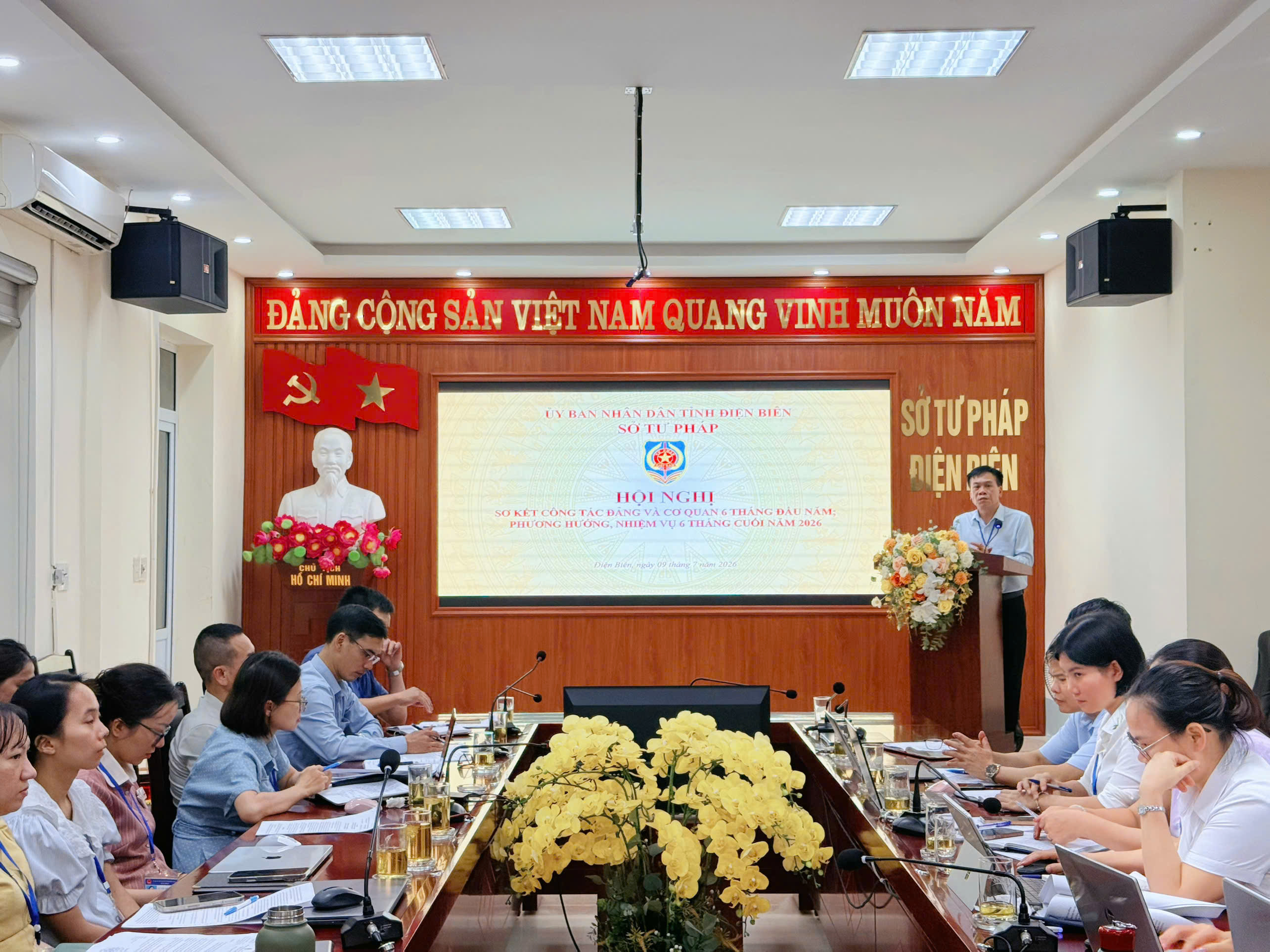 Sở Tư pháp tỉnh Điện Biên tổ chức Hội nghị sơ kết công tác 6 tháng đầu năm 2026 