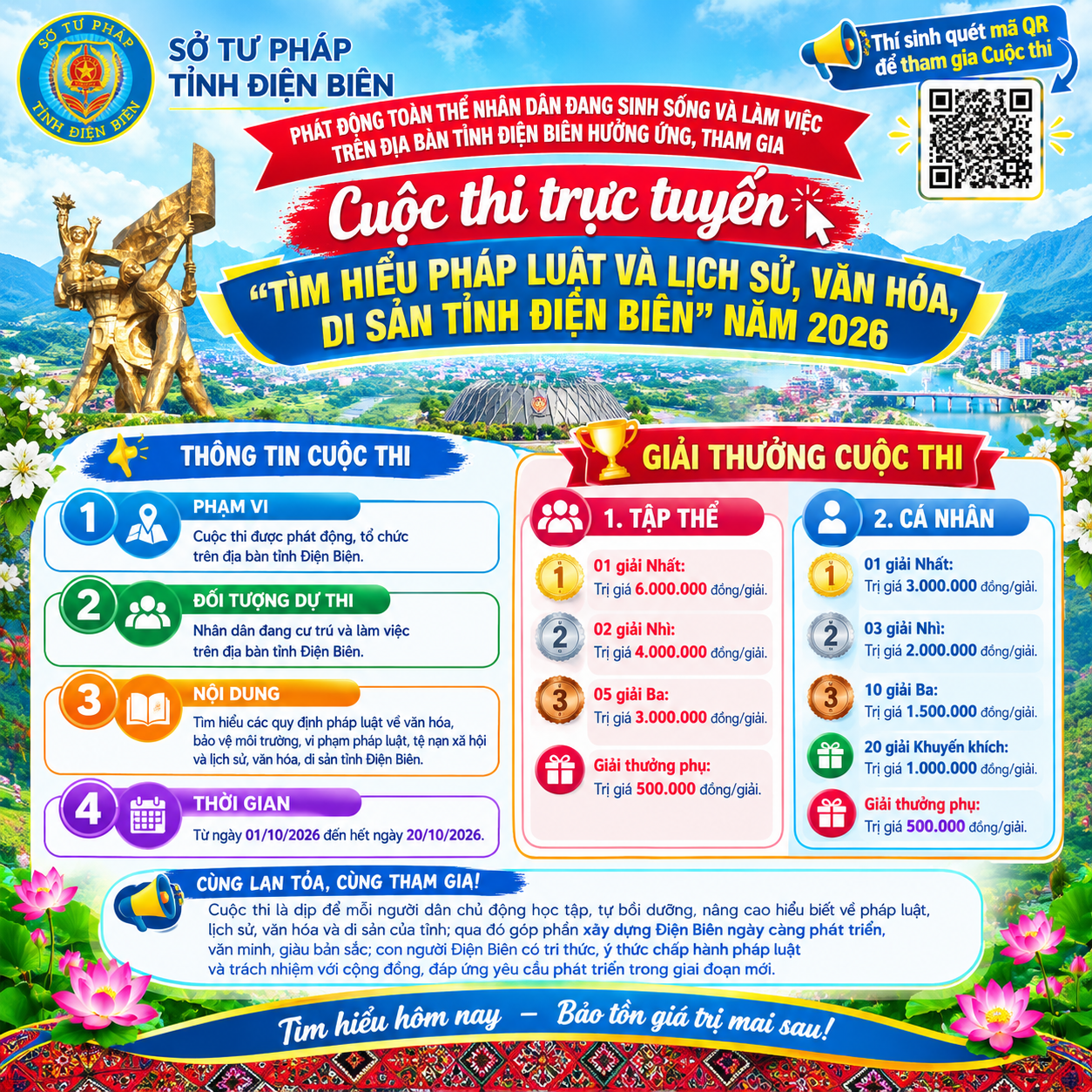 Cuộc thi trực tuyến “tìm hiểu pháp luật và lịch sử, văn hóa, di sản tỉnh Điện Biên” năm 2026