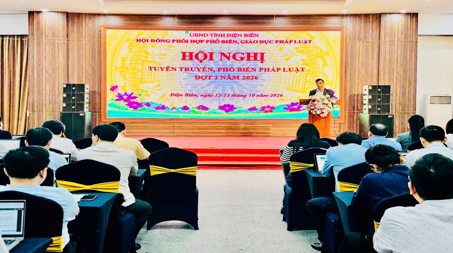 Hội đồng phối hợp phổ biến, giáo dục pháp luật tỉnh Điện Biên tổ chức Hội nghị tuyên truyền, phổ biến pháp luật (đợt 2) năm 2026